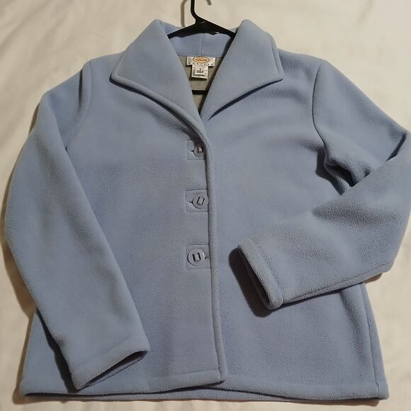 Talbots Petites Woman's S Periwinkle Lightweight Polar Fleece 3-Botton Jacket - Picture 3 of 16